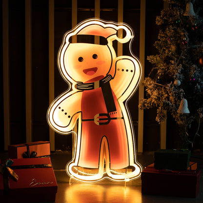 Christmas LED Acrylic Gingerbread Man Sign FGJR001