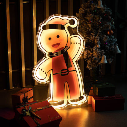 Christmas LED Acrylic Gingerbread Man Sign FGJR001