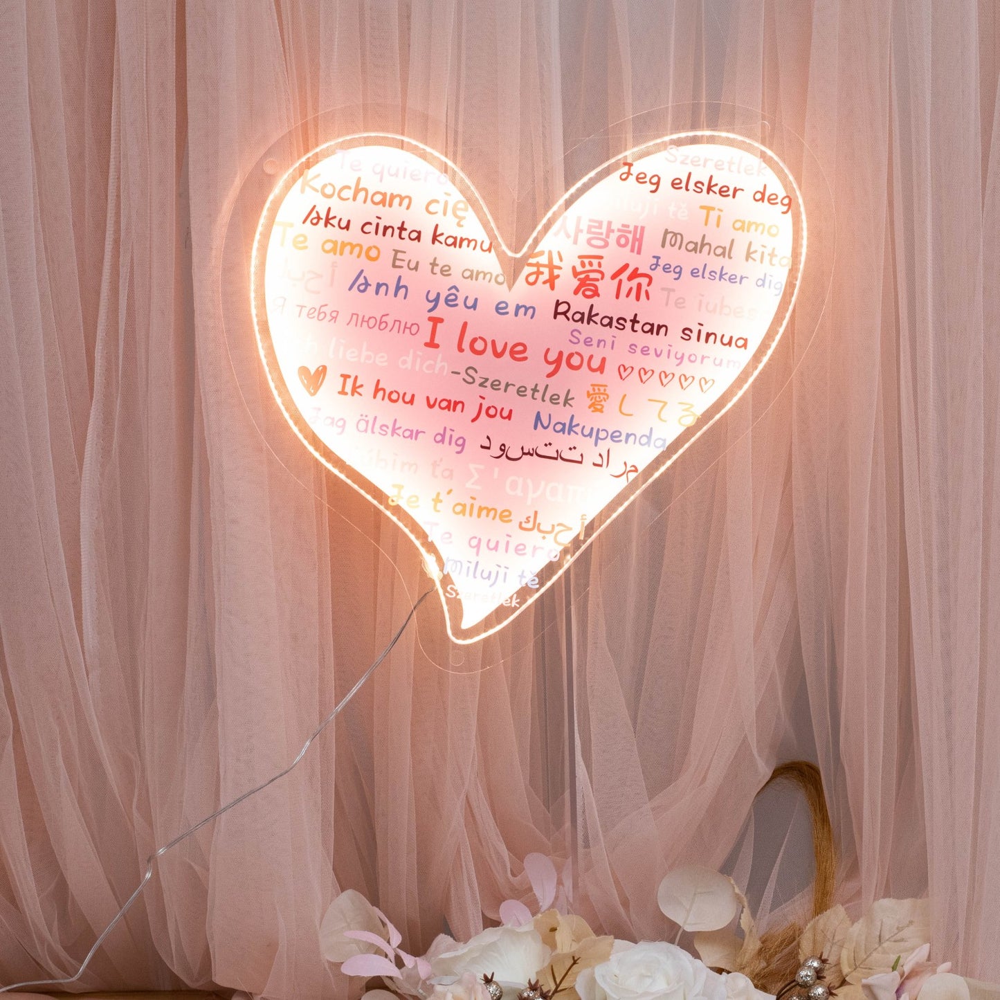 Multilingual "I Love You" Illuminated Sign for Valentine's Day FGJR015