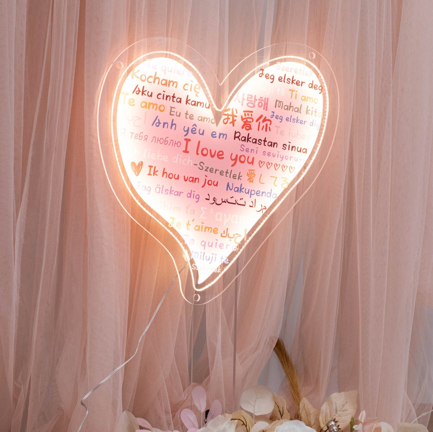 Multilingual "I Love You" Illuminated Sign for Valentine's Day FGJR015