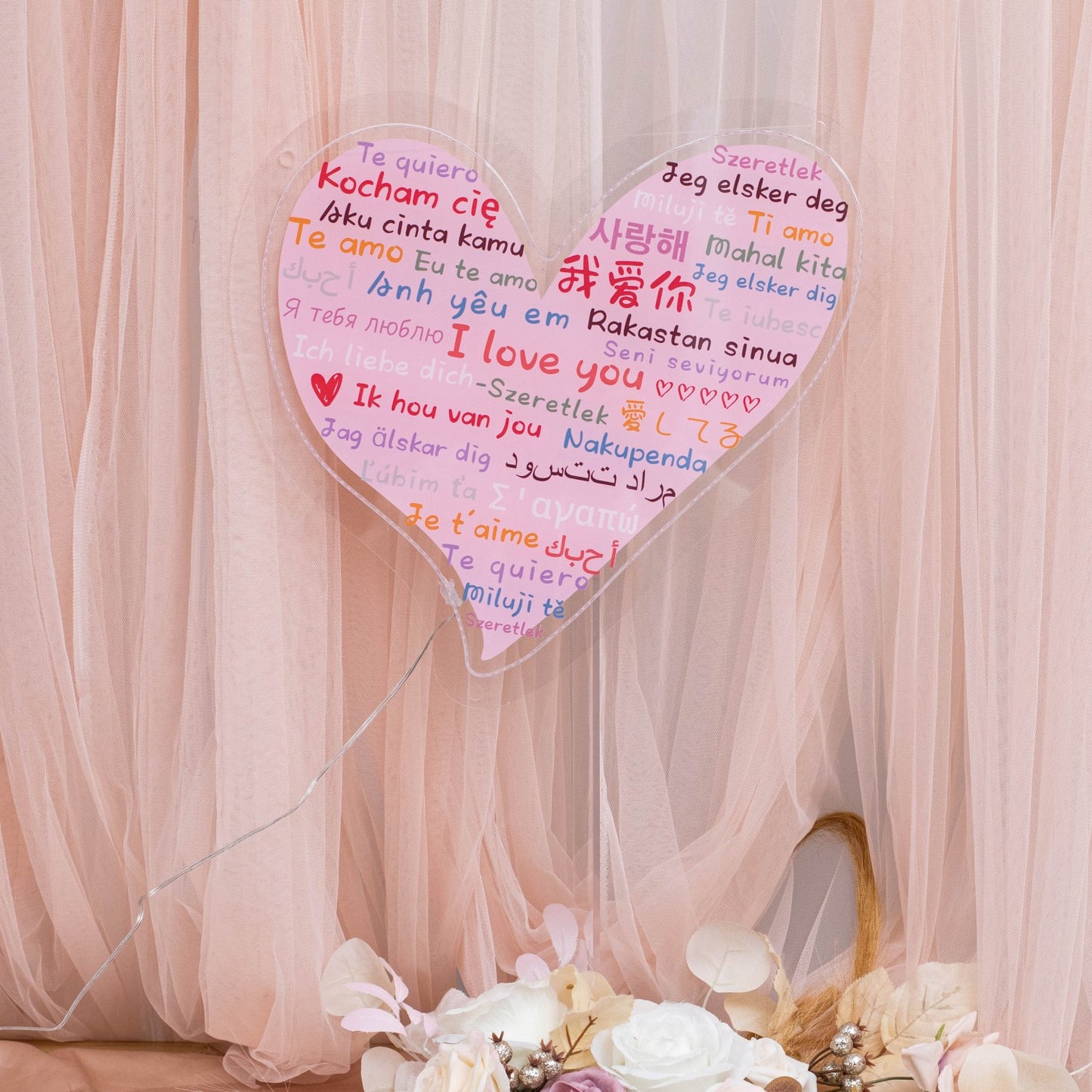 Multilingual "I Love You" Illuminated Sign for Valentine's Day FGJR015