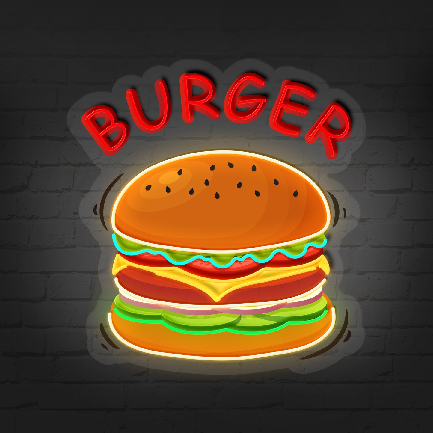 Make a Bold Statement: Custom Burger UV Printing Neon Sign NES003