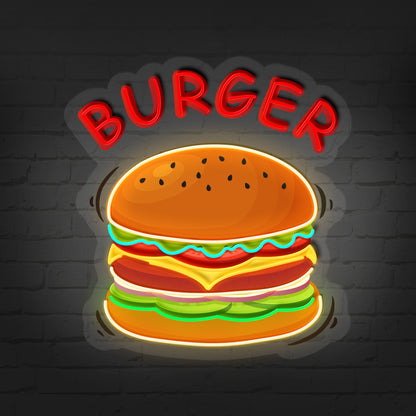 Make a Bold Statement: Custom Burger UV Printing Neon Sign NES003