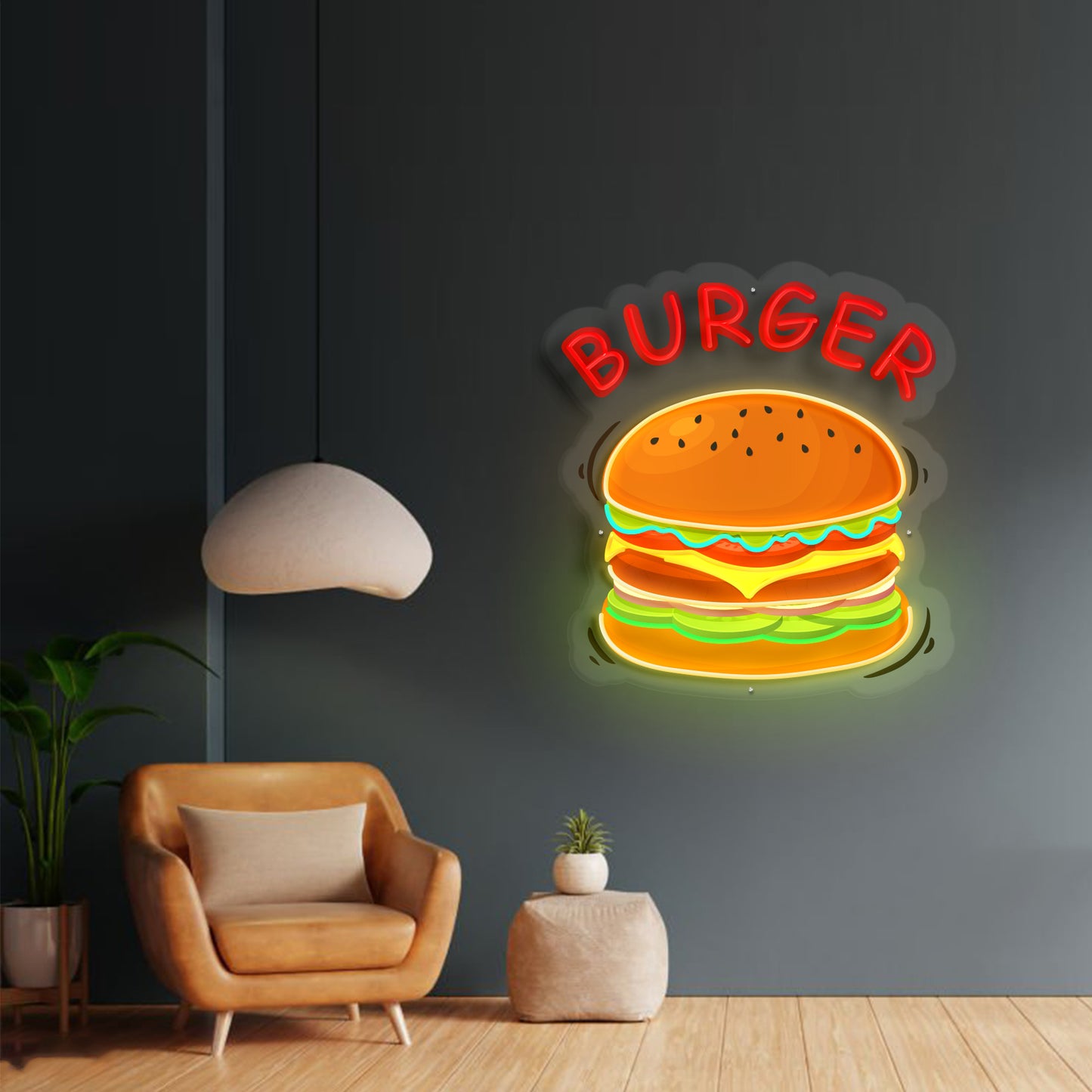 Make a Bold Statement: Custom Burger UV Printing Neon Sign NES003