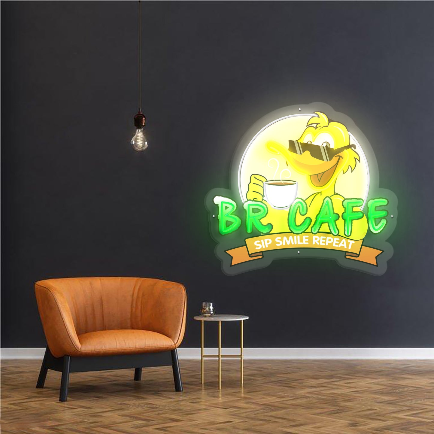 Fun and Vibrant: Cartoon Duck Coffee Shop Neon Sign NES009