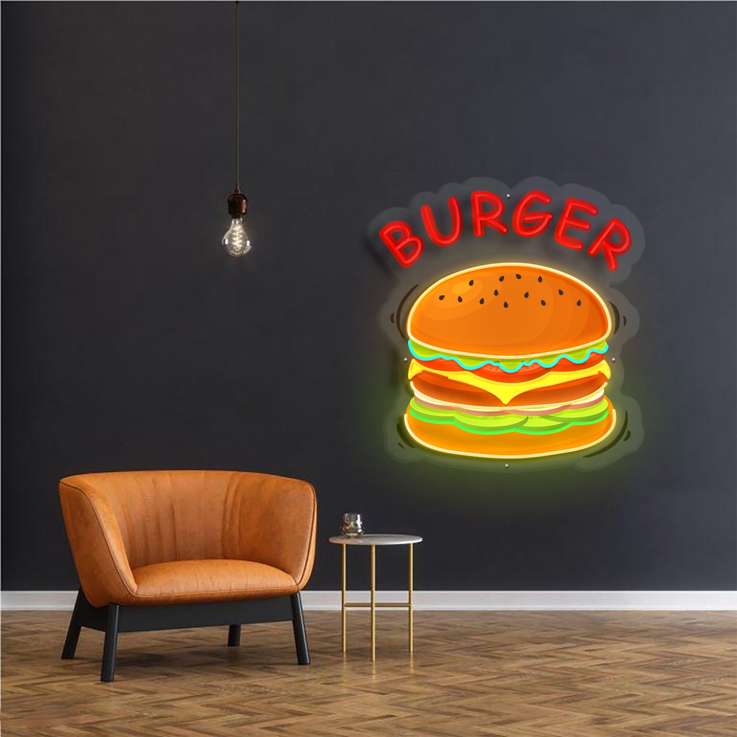 Make a Bold Statement: Custom Burger UV Printing Neon Sign NES003