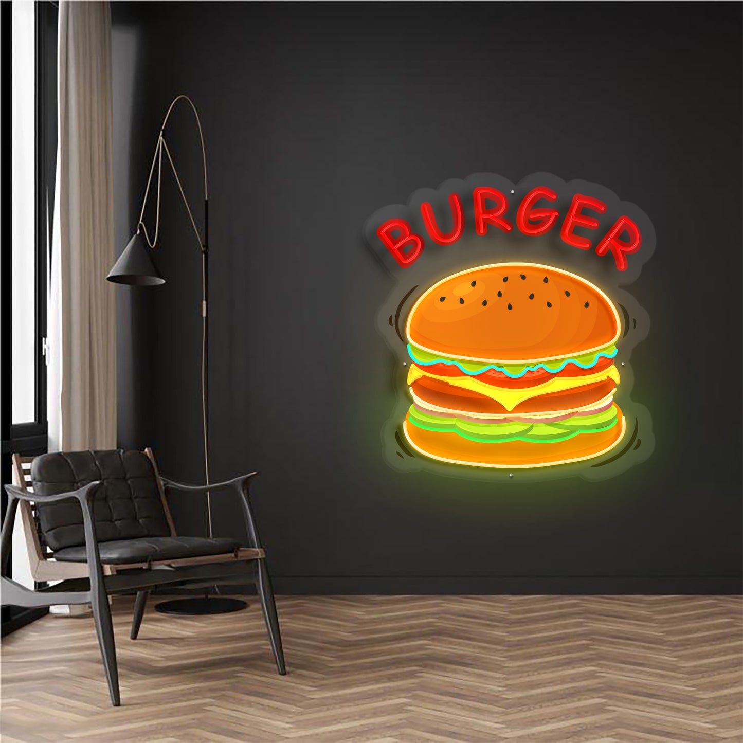 Make a Bold Statement: Custom Burger UV Printing Neon Sign NES003