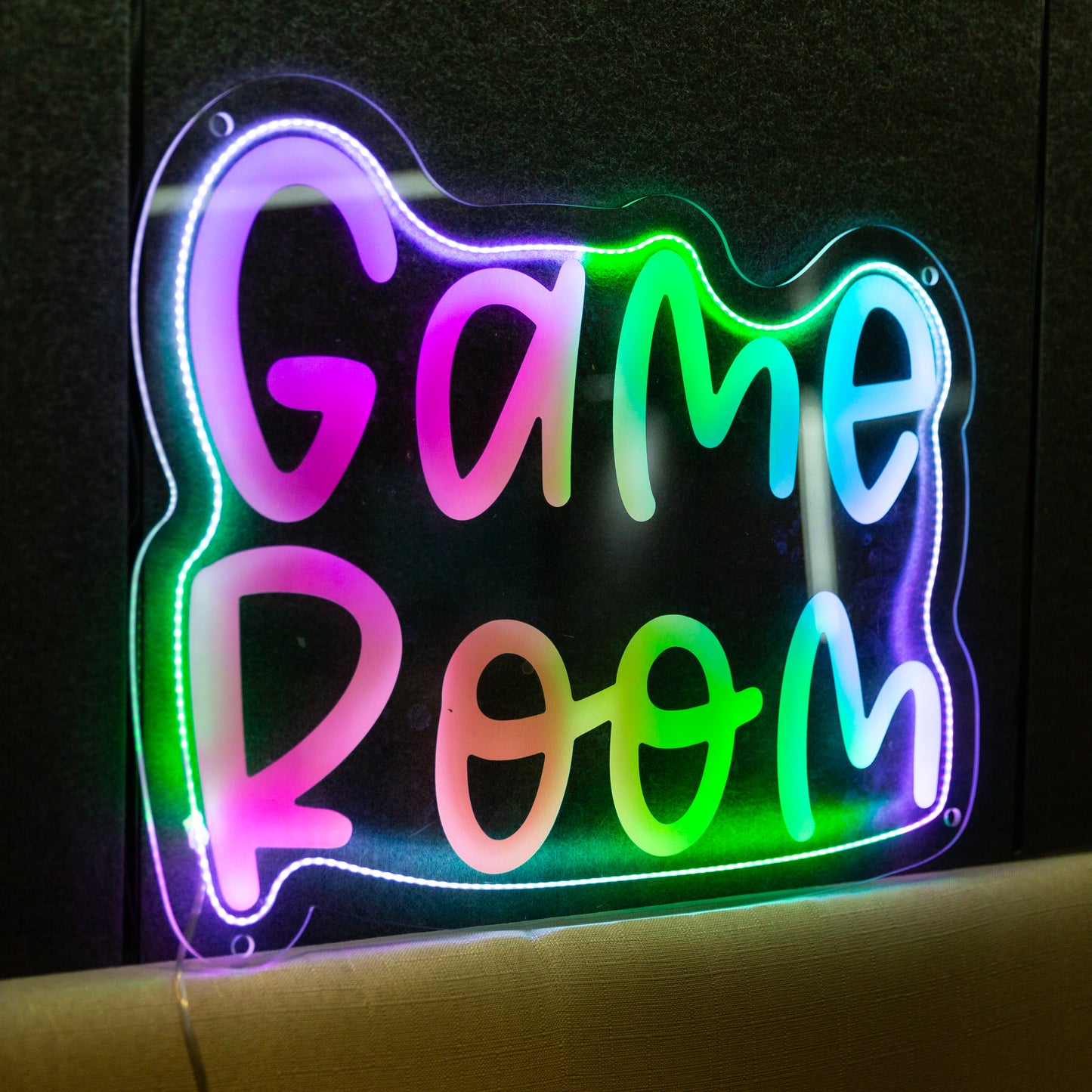 Brighten up your game room with our striking GAME ROOM Glow Sign FGHC002