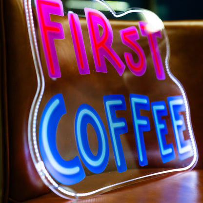 Illuminate your coffee space with our stylish Coffee Logo Glow Sign FGHC004