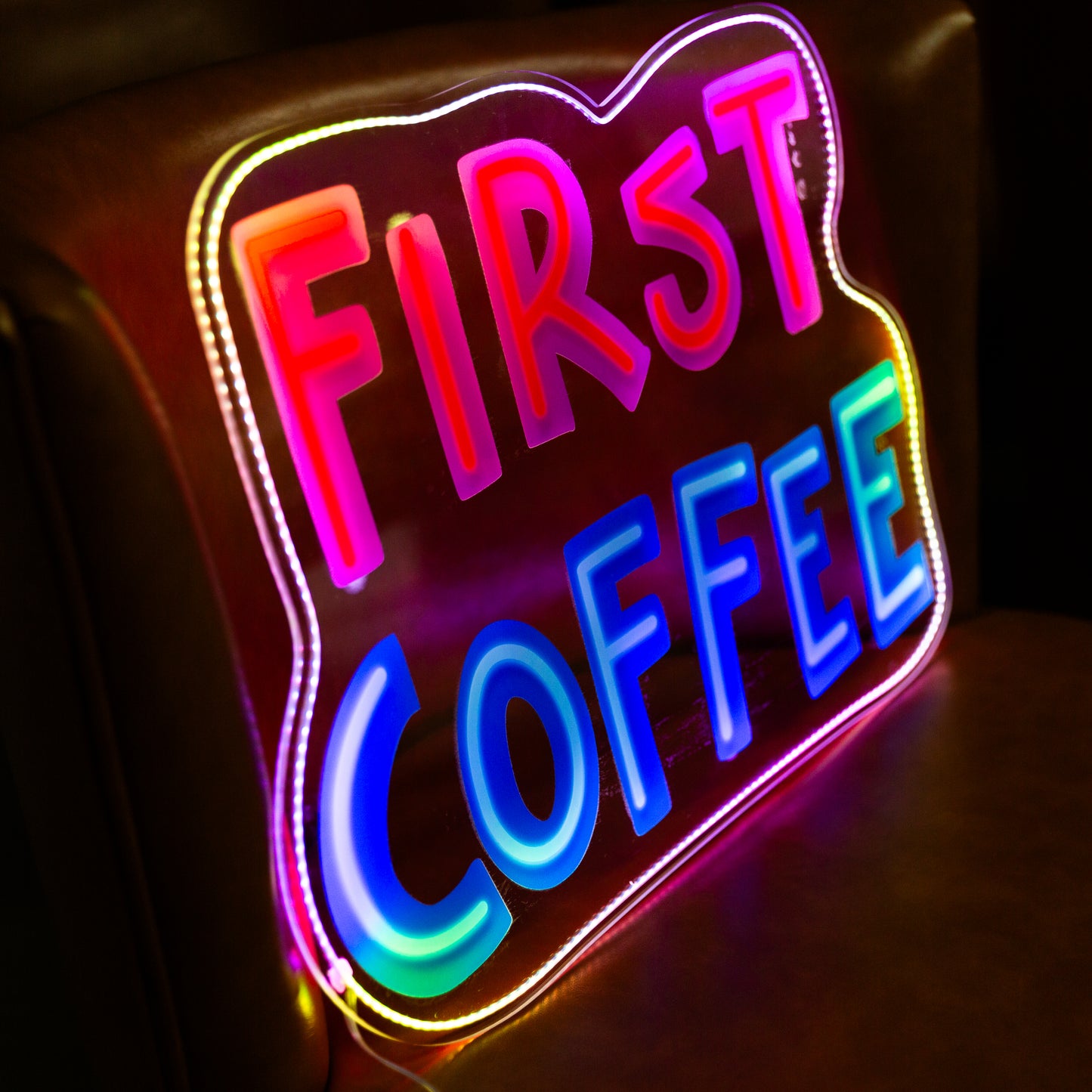 Illuminate your coffee space with our stylish Coffee Logo Glow Sign FGHC004