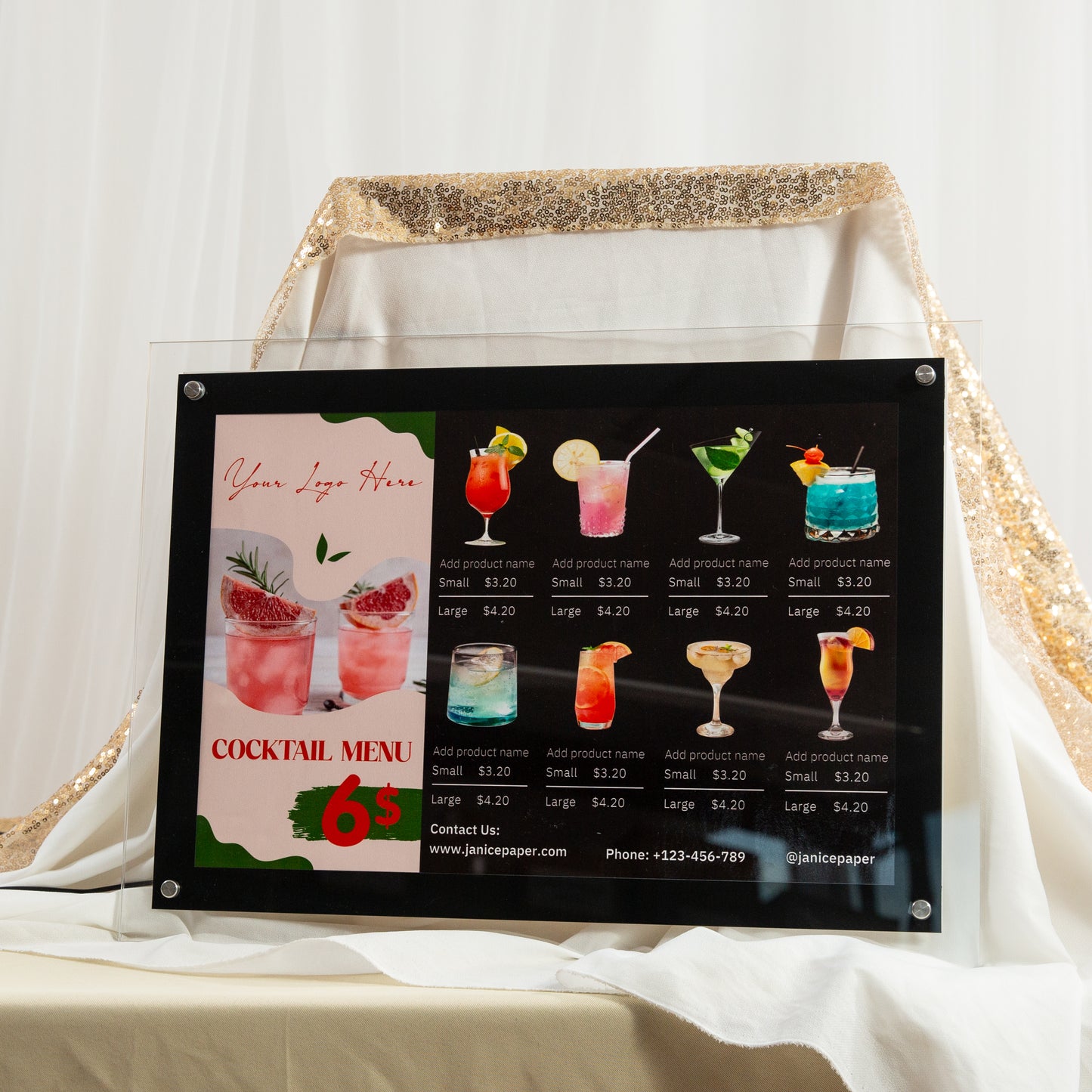 LED Drink Menu Board: Customizable Logos & Designs for Bars & Restaurants BM002