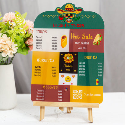 Elevate your taco game with a personalized acrylic menu M004