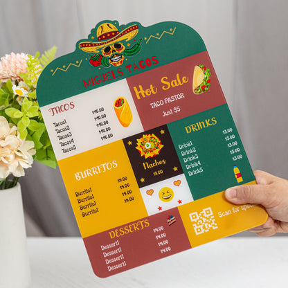 Elevate your taco game with a personalized acrylic menu M004