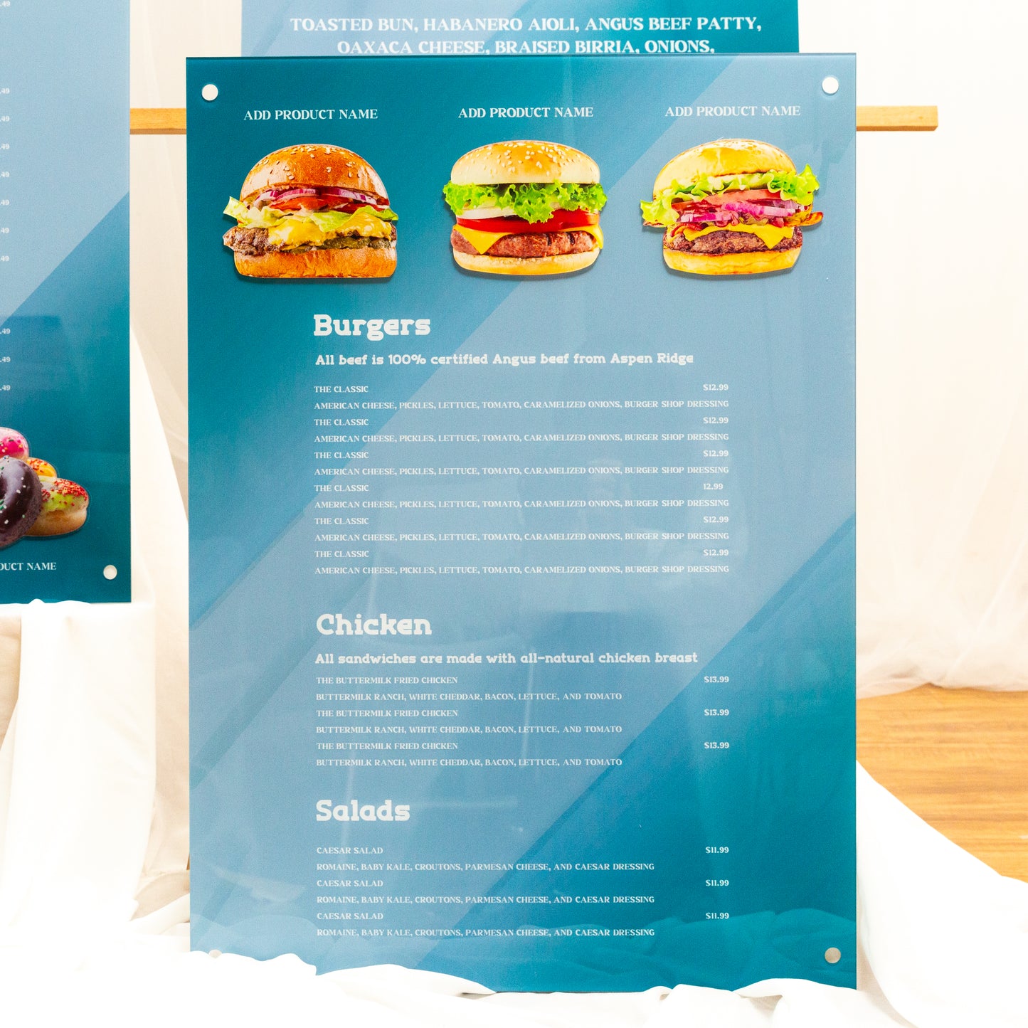 Eye-Catching Cut-Out Designs for Personalized Menu Board Set BM003