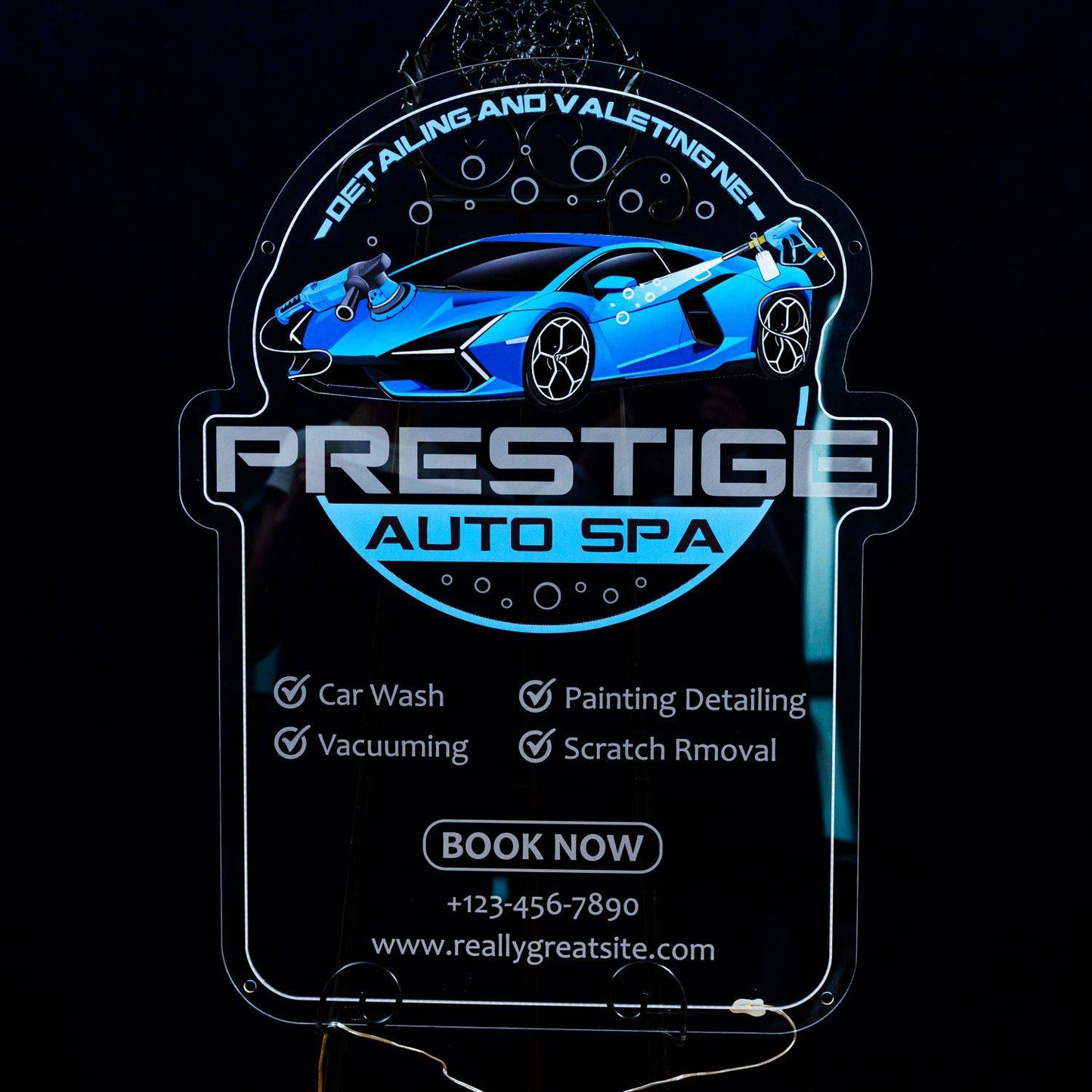 Custom Shaped Edge-Lit Acrylic Sign for Car Beauty Salons FGCX003