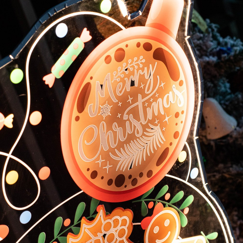 Illuminated Dancing Gingerbread Man Christmas Sign FGJR011