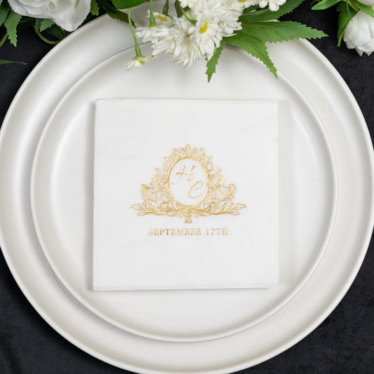 Customizable White Napkins with Hot Foil Logo:  Elevate Your Hospitality NP001