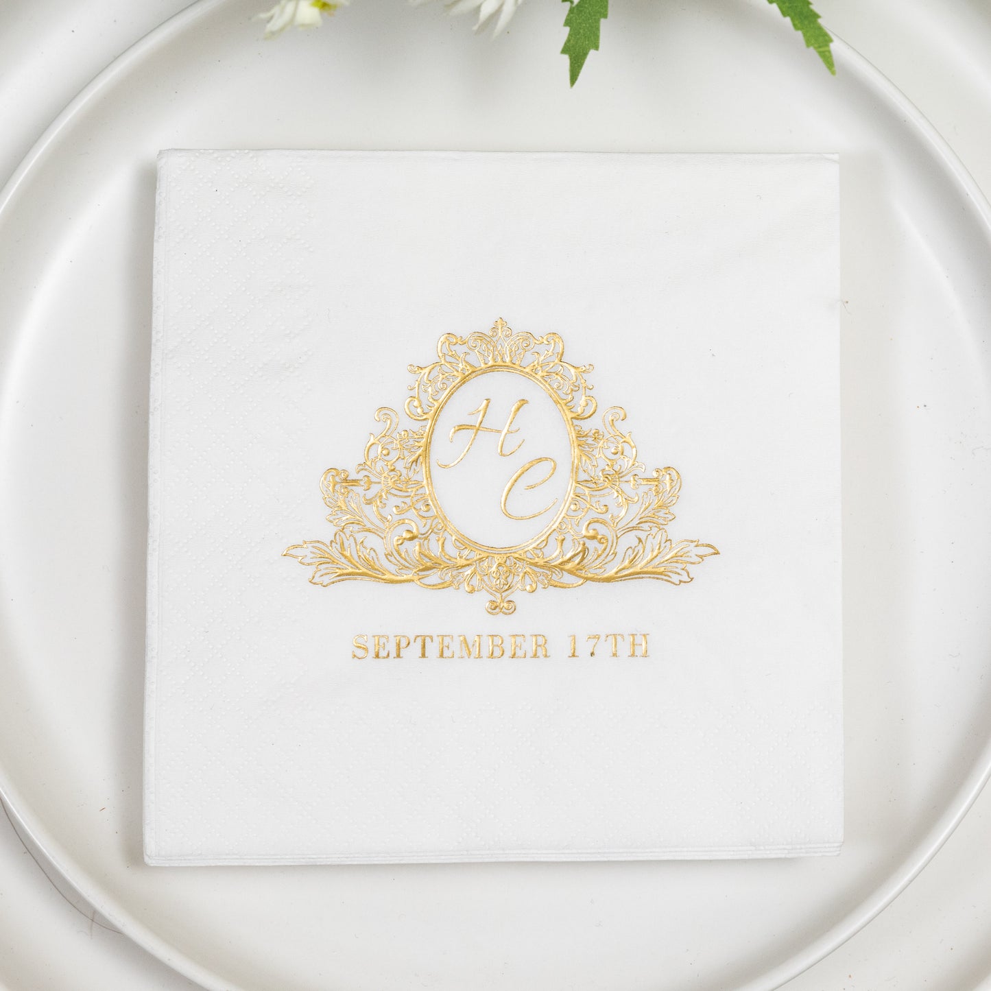 Customizable White Napkins with Hot Foil Logo:  Elevate Your Hospitality NP001