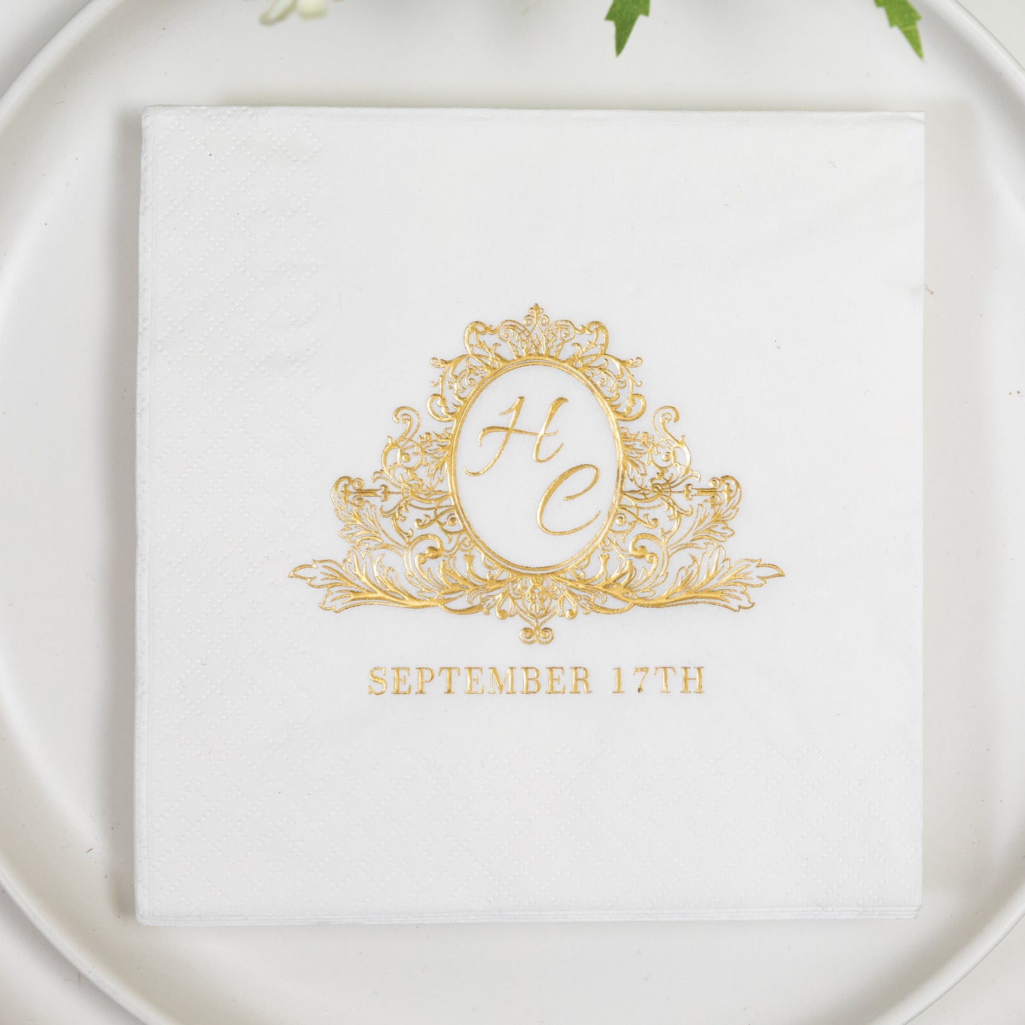 Customizable White Napkins with Hot Foil Logo:  Elevate Your Hospitality NP001