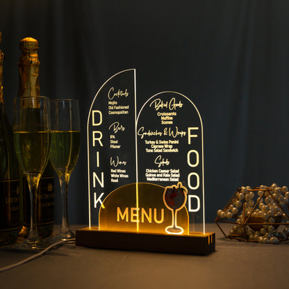 Led Acrylic Table Menu TBL002