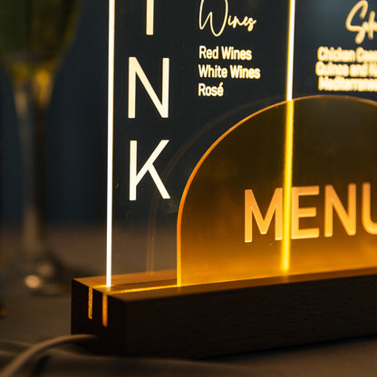 Led Acrylic Table Menu TBL002