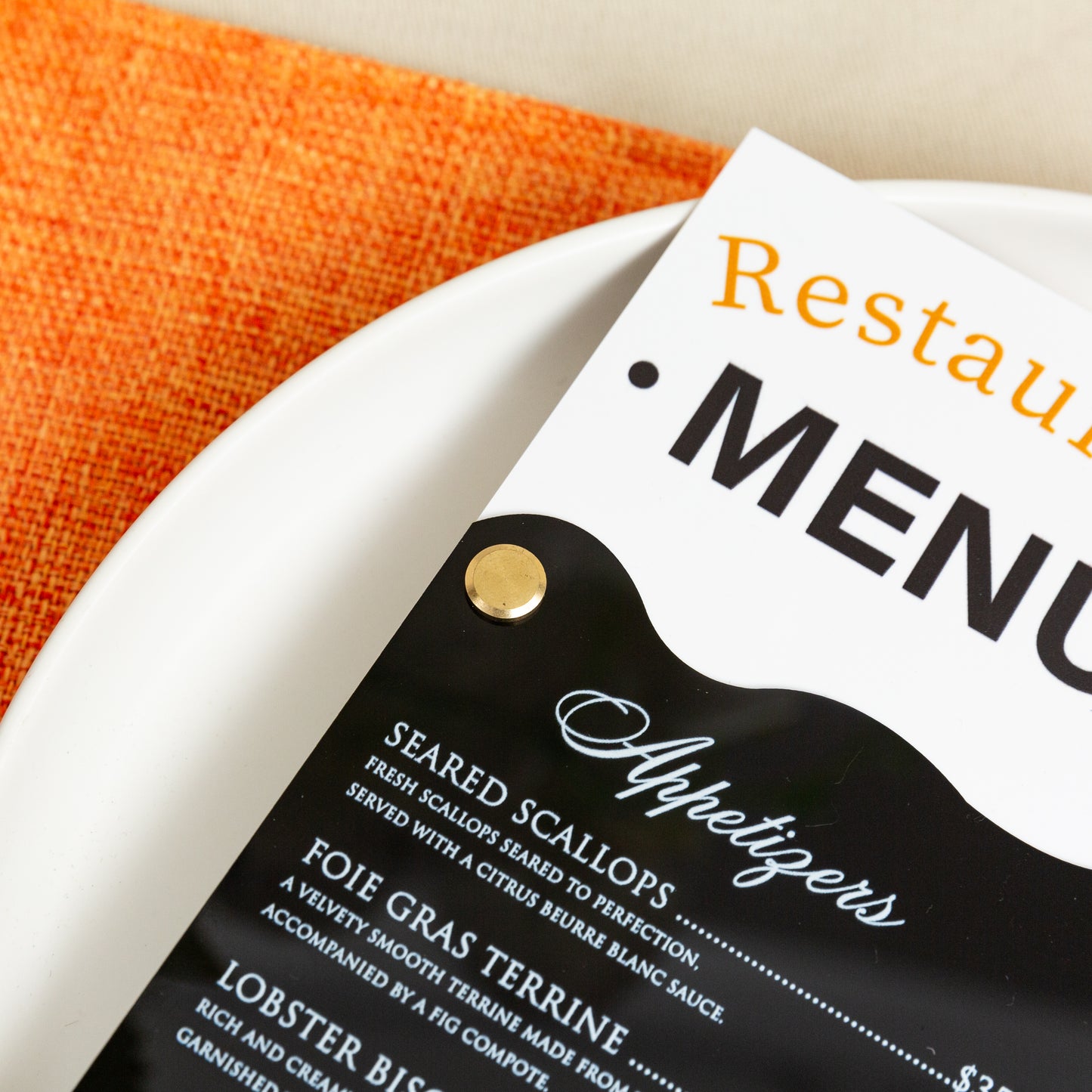 Stylish Acrylic Hand Menu M001