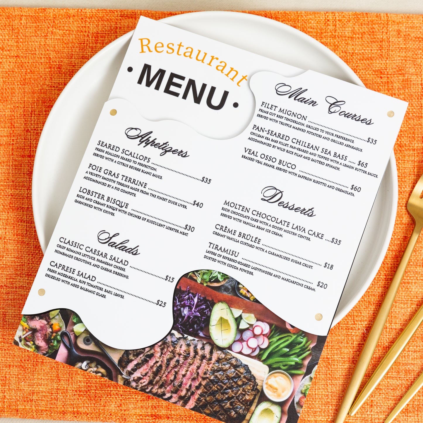 Stylish Acrylic Hand Menu M001